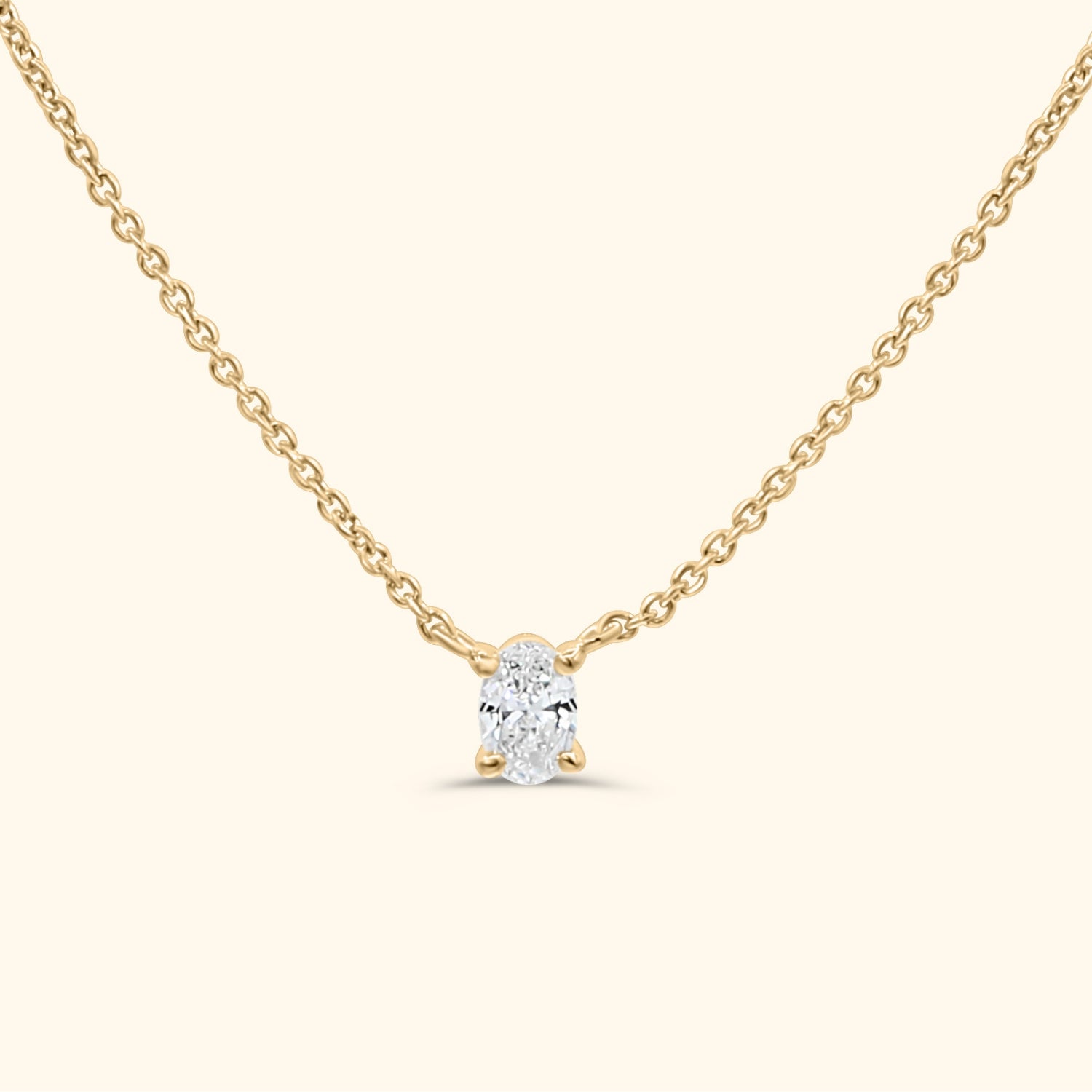 Oval Diamond Necklace 0.3 ct | 14 Carat Gold