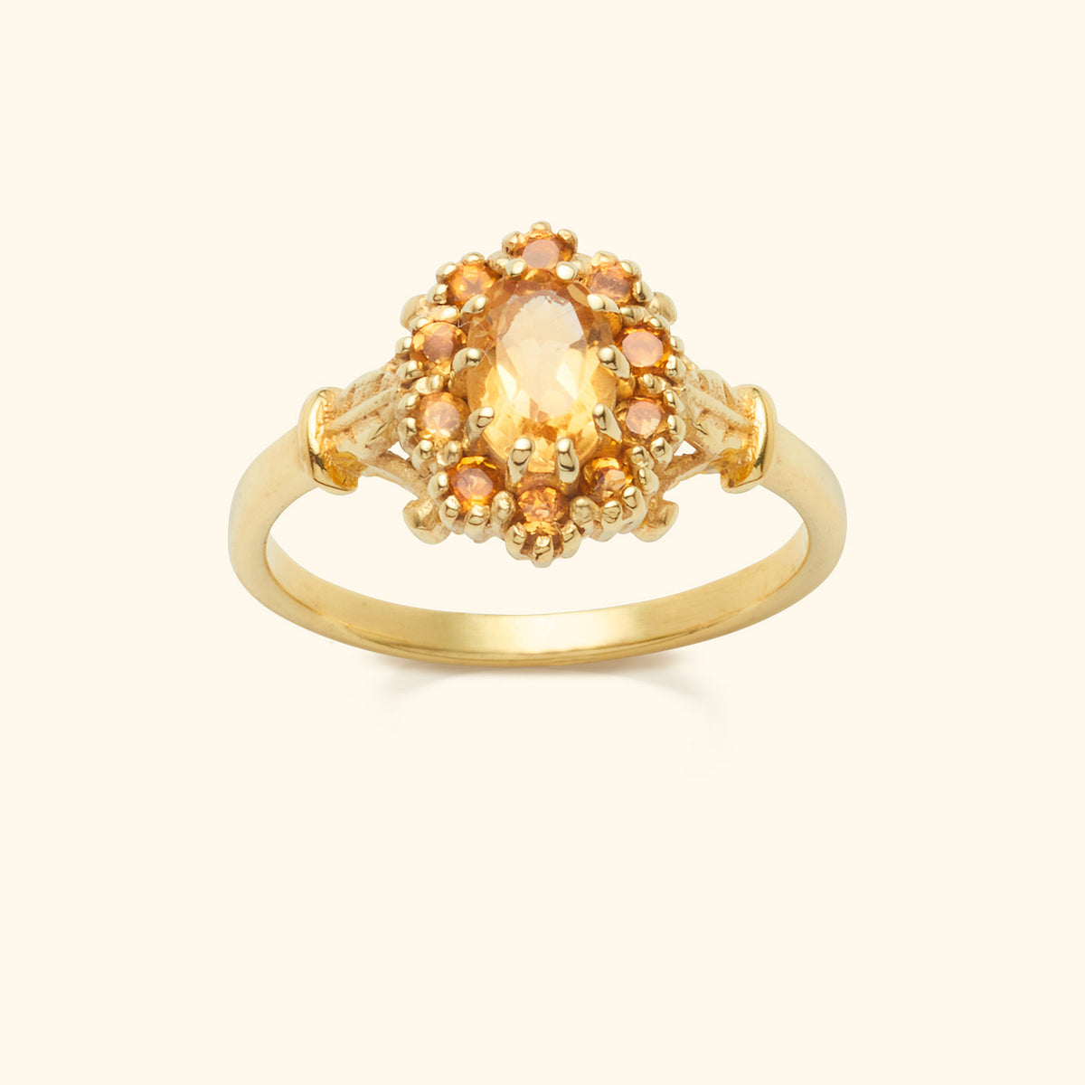 Citrien Flower ring | 14K Goud